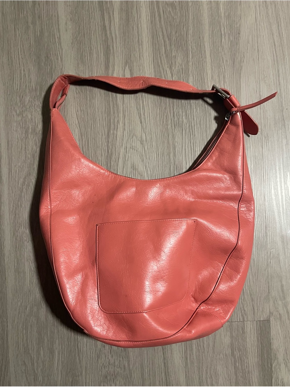 Coral Slouchy Curved Hobo Shoulder Bag